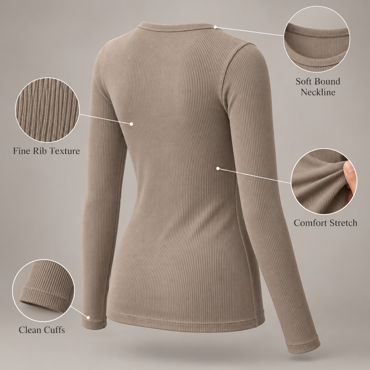Calm Rib Long Sleeve Top
